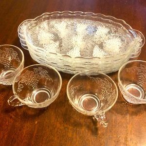 VTG Anchor Hocking “Grape & Vine” Handled Snack Plates